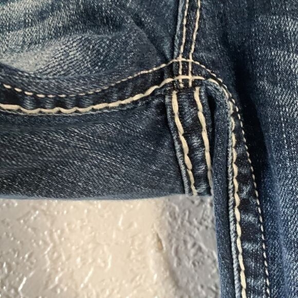 Rock Revival Sasha P31 Bootcut Jeans Womens 29 Dark Wash Distressed Denim Embroi - Picture 9 of 15